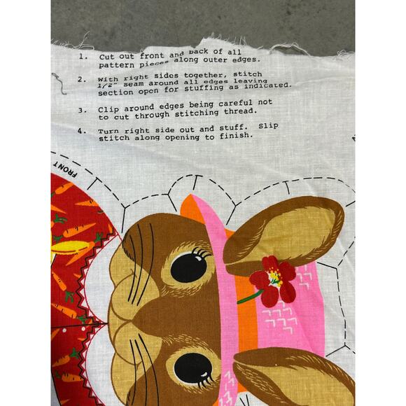 Bunny Hop, Fabric Panel, Cut and Sew, Craft Project, ~ 250604-WH M-01-01 - Picture 2 of 6
